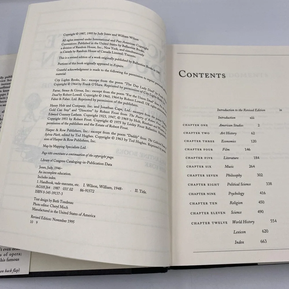 Vintage An Incomplete Education Jones Wilson Reference Hardcover 1995 Updated‎